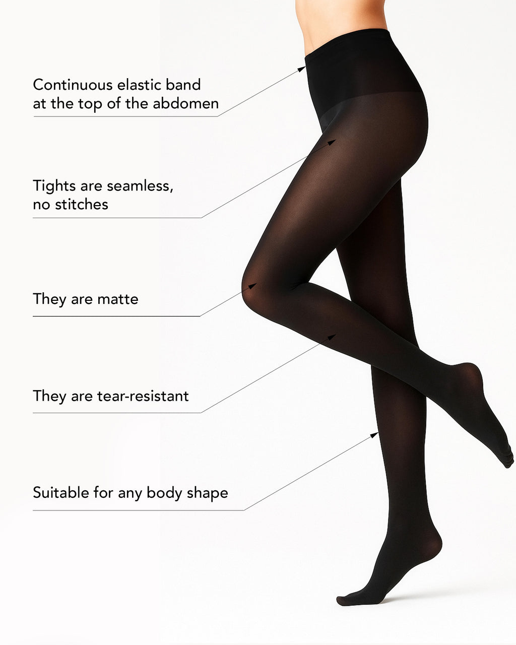 Stretto Luxury Legwear Black